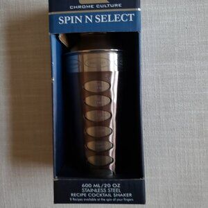 Cocktail Shaker - Spin n Select from 8 recipes - New in box - Stainless steel